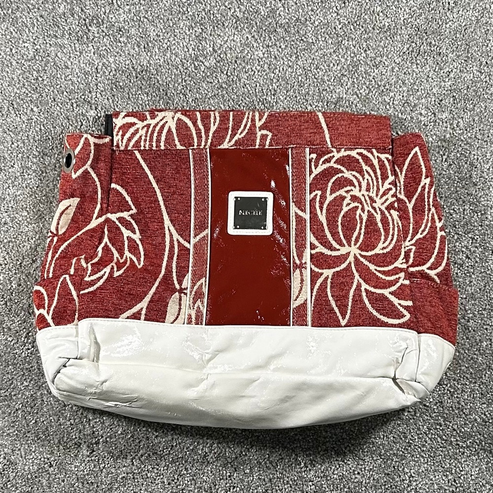 Miche Danielle Prima Bag Shell Red Floral Tapestry Faux Leather Trim 15x12
